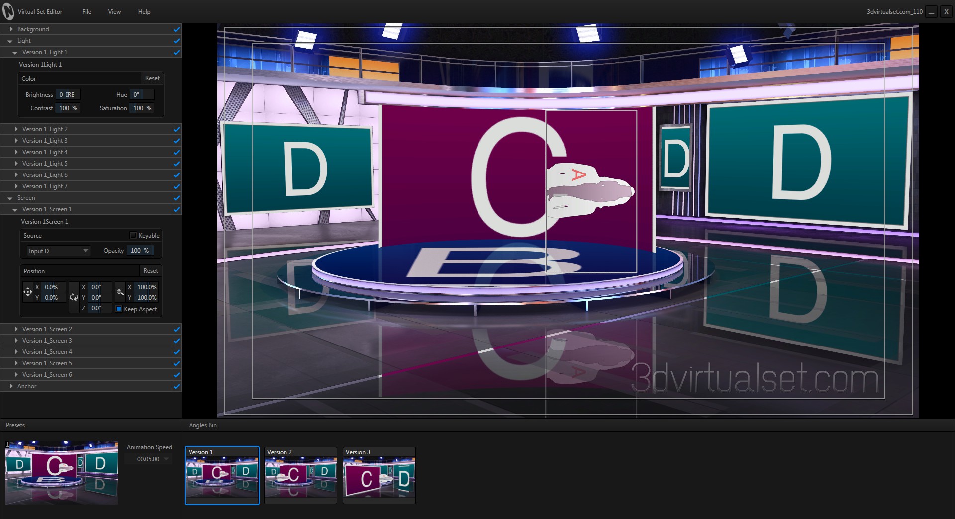 Virtual Studio 110 for NewTek TriCaster Virtual Set Editor Templates